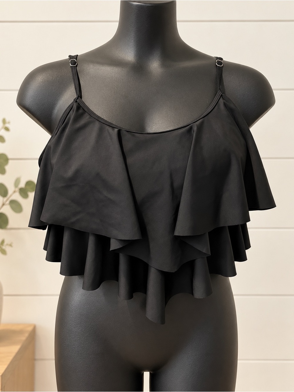 SHEIN Black Ruffle Tankini Top 2x